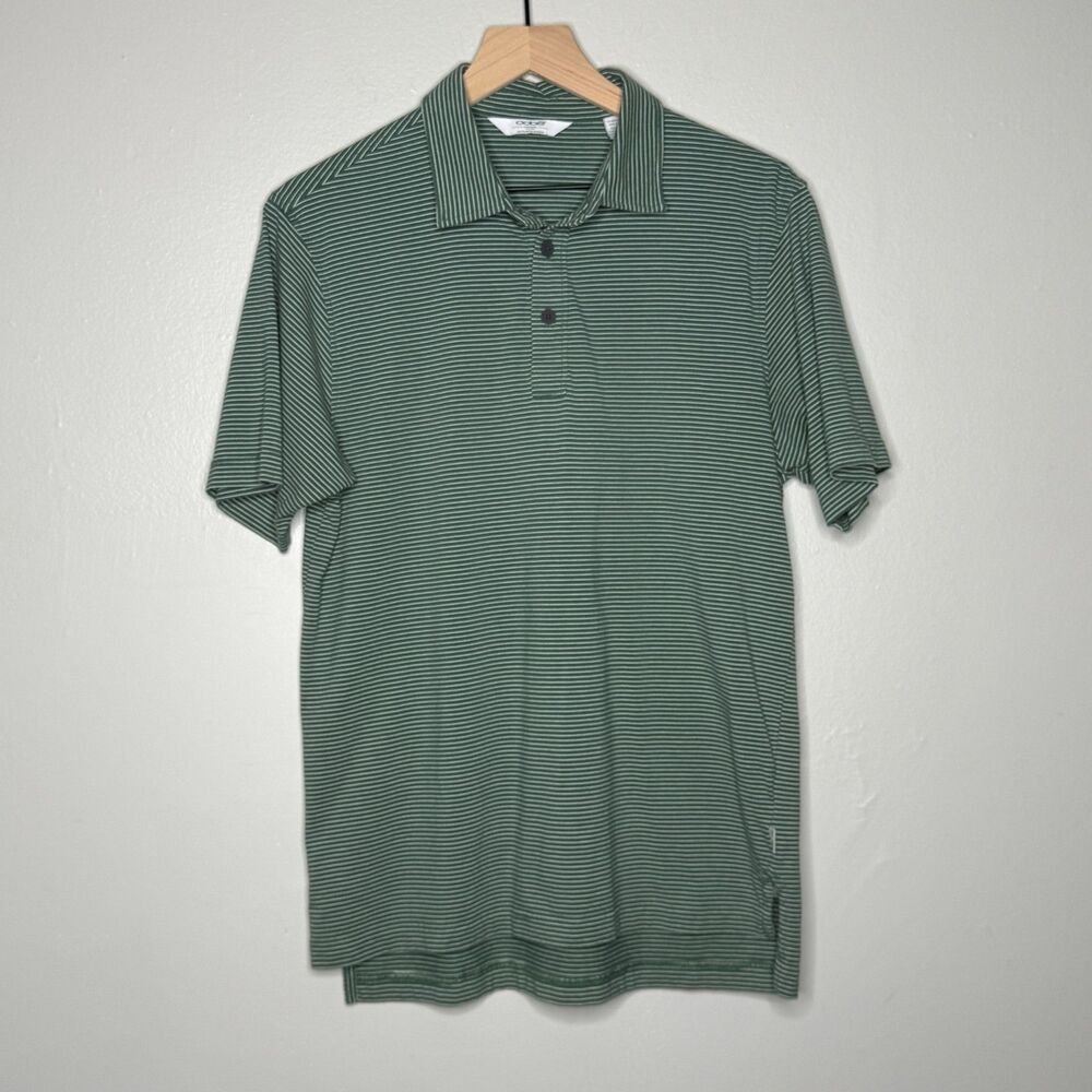 Oobe Mens Polo T-Shirt Medium Green Striped Preppy Golf Casual‎ Basics